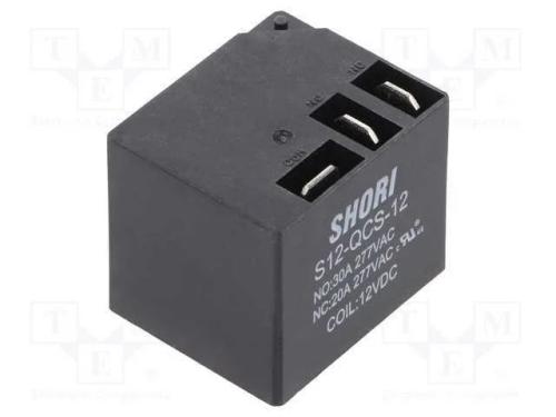 Relé: Eletromagnético, Spdt, Ubobina : 12vdc, Icontactos Max: 20a