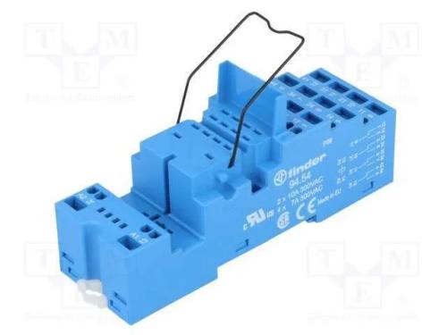 Base, PIN: 14, 10A, 250VAC, para trilho DIN, braç.
