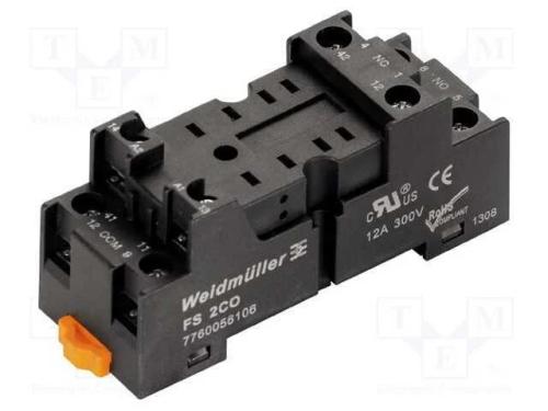Base, PIN: 8, 12A, 300VAC, H: 30mm, W: 25mm, para.