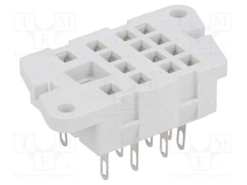 Base, PIN: 14, 6A, 250VAC, no painel, para soldar.