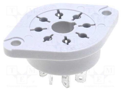 Base, PIN: 8, 10A, 250VAC, no painel, para soldar.