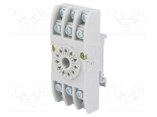 Base, PIN: 11, 10A, 250VAC, para trilho DIN, term.