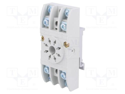 Base, PIN: 8, 10A, 250VAC, para trilho DIN, termi.