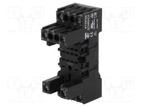 Base, PIN: 8, 12A, 250VAC, para trilho DIN, termi.