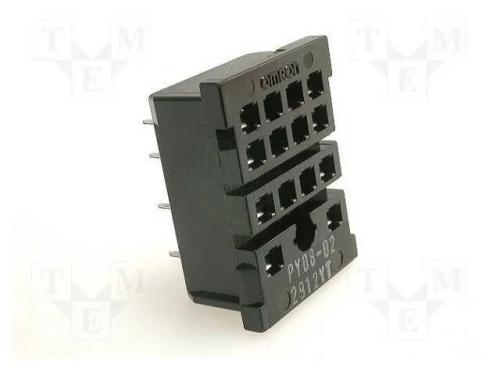Base, PIN: 8, 10A, 250VAC, H: 12mm, W: 22mm, H3YN.