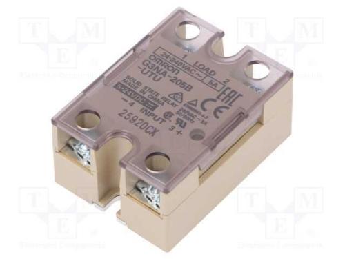 Relé: semicondutores, Ucoma: 5÷24VDC, 5A, 24÷240V.
