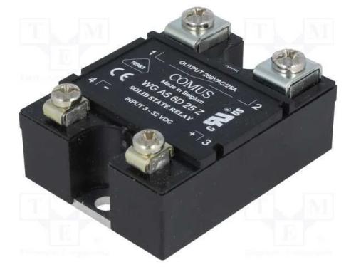 Relé: Semicondutores, Ucoma: 3÷32vdc, 25a, 24÷280vac, -20÷80c