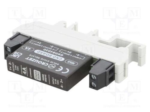 Relé: semicondutores, Ucoma: 5÷30VDC, 4A, 2÷60VDC.