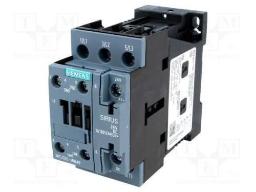 Contator: 3 Polos, No X3, Contatos Auxiliares: No + Nc, 24vdc, 17a