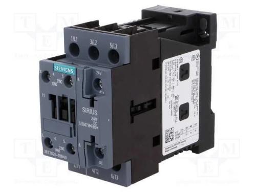 Contator: 3 Polos, No X3, Contatos Auxiliares: No + Nc, 24vdc, 25a