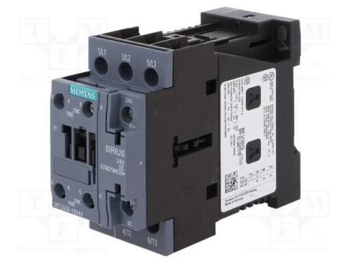 Contator: 3 Polos, No X3, Contatos Auxiliares: No + Nc, 24vdc, 40a