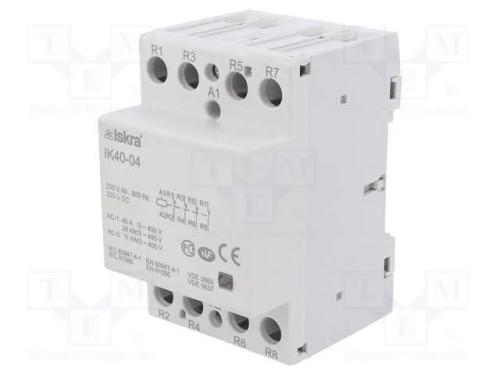 Contator: 4-De Polo de Instalação, 40a, 230vac, 220vdc, Nc X4