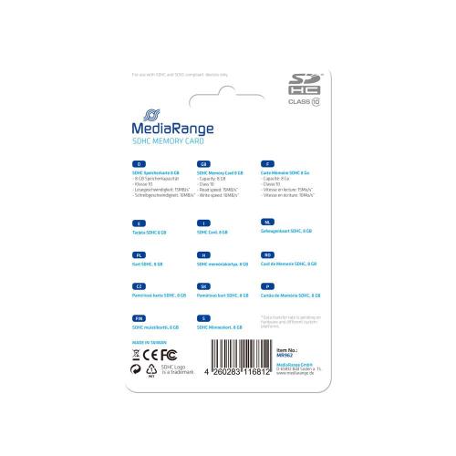Mediarange Mr962 Cartão de Memória 8 Gb Sdhc Clas.