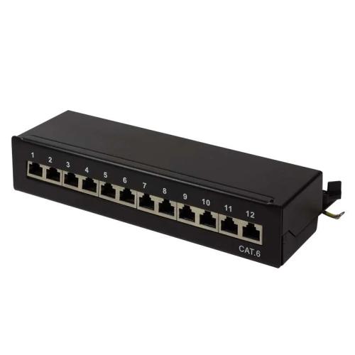 Logilink Patchpanel Tisch/Wand Cat.6 Stp 12 Ports, Schwarz