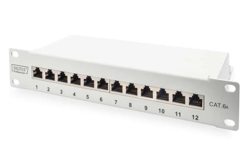 Digitus Cat.6a Patch Panel, Geschirmt, 12-Port, 10", Grau