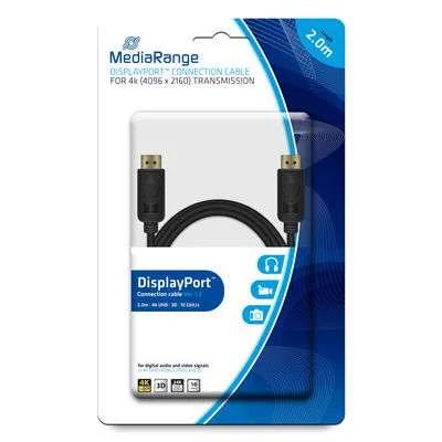 Mediarange Displayport Anschlusskabel 10 Gbit/S 2m Schwarz