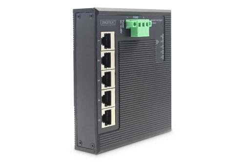 Digitus Switch Ind. 5-Port Gigabit Flat Unmanaged Schwar
