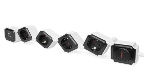 Digitus Flexible 4-Fach Steckdosenl. 2 Usb-Anschluss & Schal