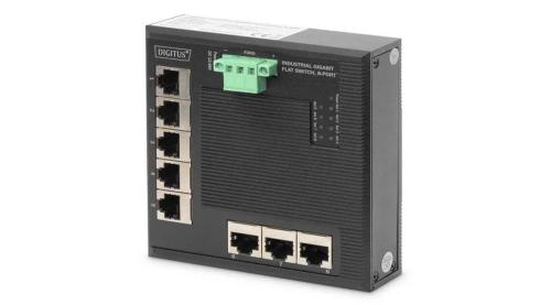 Digitus Switch Ind. 8-Port Gigabit Flat Unmanaged Schwar