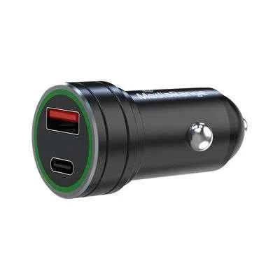 Mediarange Kfz-Ladegerät 1xusb-A U.1xusb-C Schw. Alu-Gehäuse