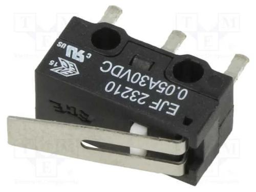 Microinterruptor SNAP ACTION, com alavanca curta,.