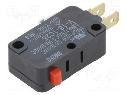 Microinterruptor Snap Action, Sem Alavanca, Spdt, 16a/250vac