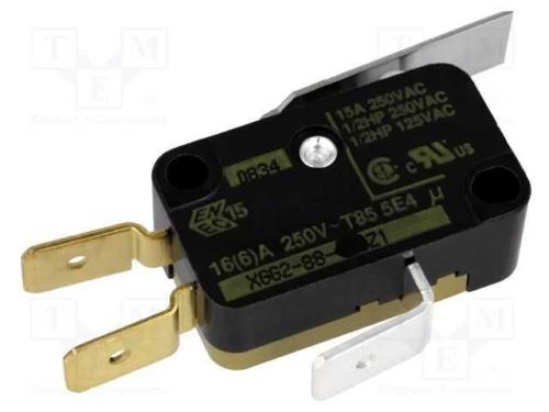 Microinterruptor Snap Action, com Alavanca, Spdt, 16a/250vac