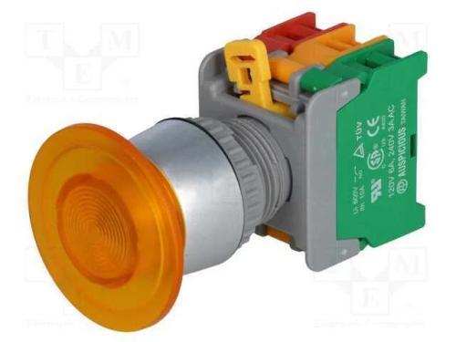 Interruptor: de Pressão, 22mm, Pos.Estáv: 1, Nc + No, Amarelo, Ip65