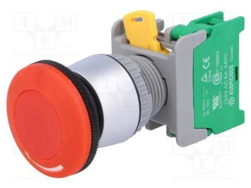 Interruptor: de Segurança, 22mm, No, Vermelho, Forma de Cogumelo