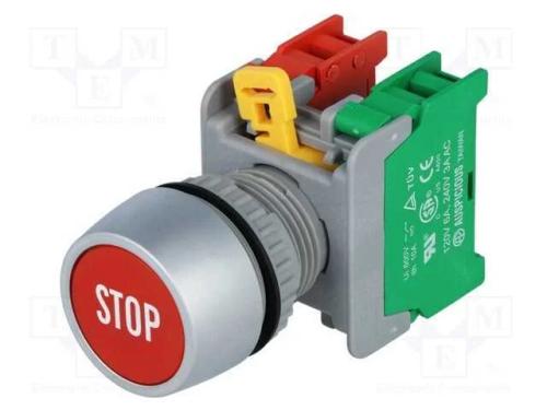 Interruptor: de Pressão, 22mm, Pos.Estáv: 1, Nc + No, Vermelho