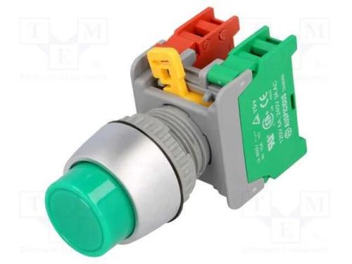 Interruptor: de Pressão, 22mm, Pos.Estáv: 1, Nc + No, Verde, Ip65
