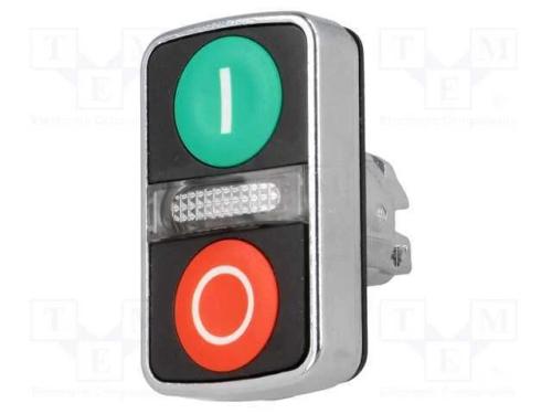 Interruptor: Duplo, 22mm, Pos.Estáv: 1, Vermelho/Verde, Ip66, Plano