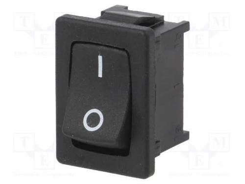 Rocker, Spst, Pos: 2, On-Off, 10a/250vac, Preto, .