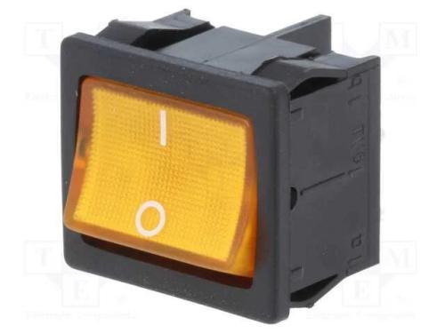 Rocker, Dpst, Pos: 2, On-Off, 10a/250vac, Laranja.