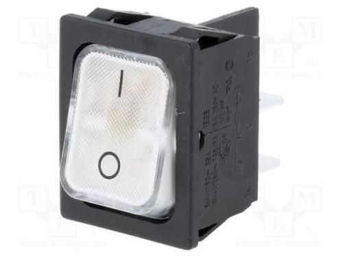 Rocker, Dpst, Pos: 2, On-Off, 10a/250vac, Branco,.