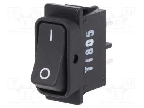 ROCKER, DPST, Pos: 2, ON-OFF, 16A/250VAC, preto, .