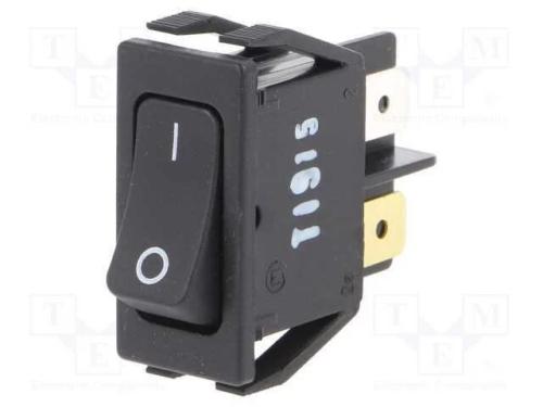 ROCKER, DPST, Pos: 2, ON-OFF, 16A/250VAC, preto, .