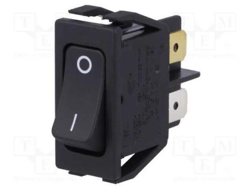 ROCKER, DPST, Pos: 2, ON-OFF, 16A/250VAC, preto, .