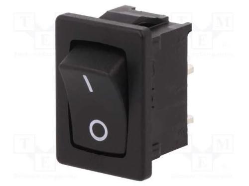 ROCKER, SPST, Pos: 2, ON-OFF, 12A/250VAC, preto, .