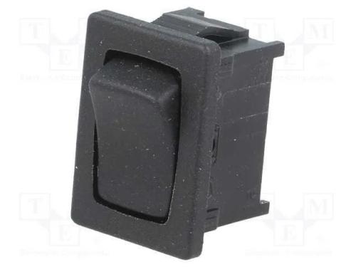 ROCKER, SPST, Pos: 2, OFF-(ON), 10A/250VAC, preto.
