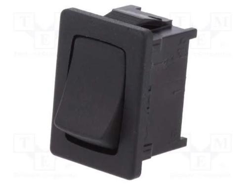 ROCKER, SPST, Pos: 2, ON-OFF, 12A/250VAC, preto, .