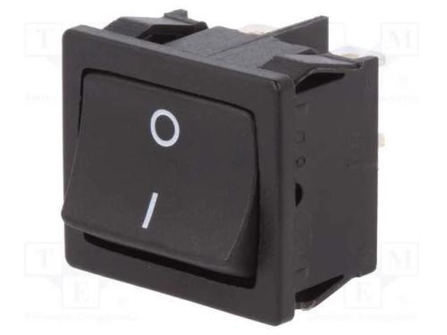 ROCKER, DPST, Pos: 2, ON-OFF, 12A/250VAC, preto, .