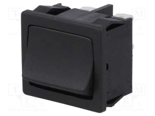 ROCKER, DPST, Pos: 2, ON-OFF, 12A/250VAC, preto, .