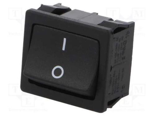 ROCKER, DPST, Pos: 2, ON-OFF, 6A/250VAC, preto, I.