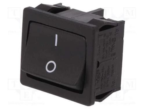 ROCKER, DPST, Pos: 2, ON-OFF, 12A/250VAC, preto, .
