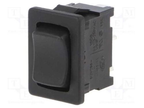 ROCKER, SPDT, Pos: 3, ON-OFF-ON, 6A/250VAC, preto.