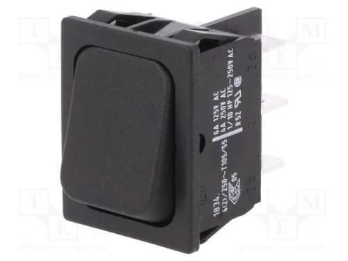 ROCKER, DPDT, Pos: 2, ON-(ON), 4A/250VAC, preto, .