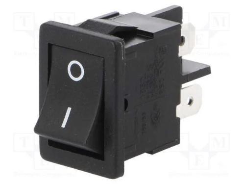 ROCKER, DPST, Pos: 2, ON-OFF, 4A/250VAC, preto, I.