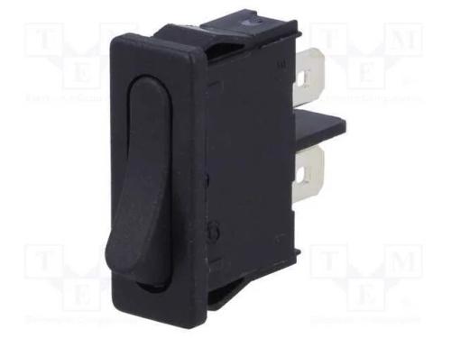 ROCKER, SPST, Pos: 2, OFF-ON, 6A/250VAC, preto, I.