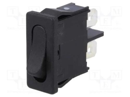 ROCKER, SPST, Pos: 2, OFF-ON, 6A/250VAC, preto, I.